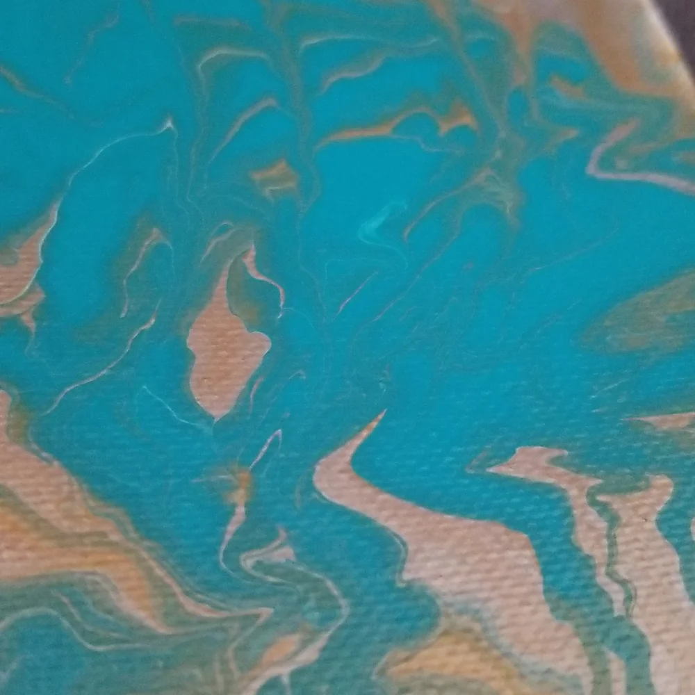 5×7 Teal Silver and Gold Marble Painting